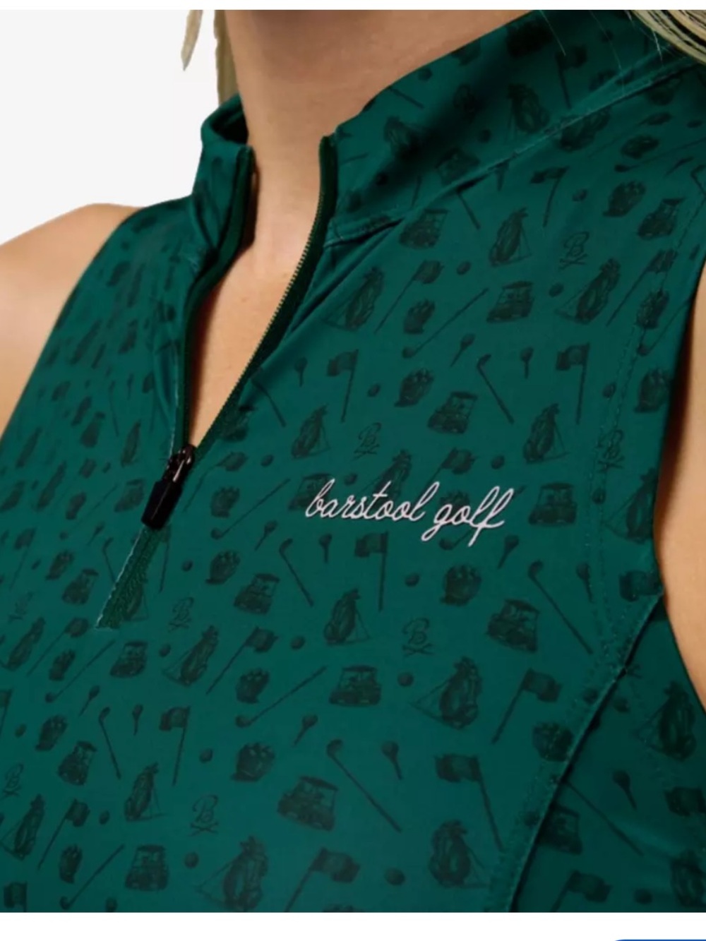 Barstool Golf Women's Sleeveless Quarter-Zip Tank - Emerald Green